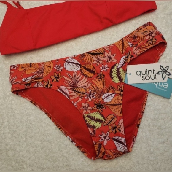 QUINTSOUK S NWT Bikini Solid/Floral Sporty Bikini Set Size Small NWT - Picture 3 of 10